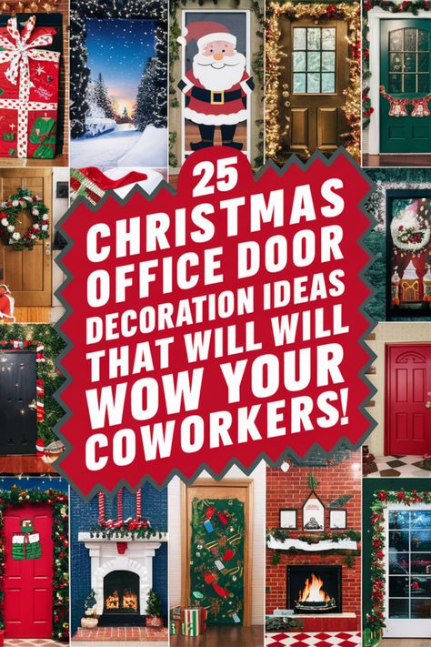 Decorated office door with a festive Christmas wreath, garland, and holiday-themed signage for a cheerful workplace look. Front Office Holiday Decor, Human Resources Christmas Door, Work Office Door Wreath, Work Christmas Door Decorations, Decorate A Door For Christmas Contest, Christmas Door Decorating Contest Themes, Christmas Door Decor Ideas For Work, Office Door Decorating Contest Funny, Office Holiday Door Decorating Contest