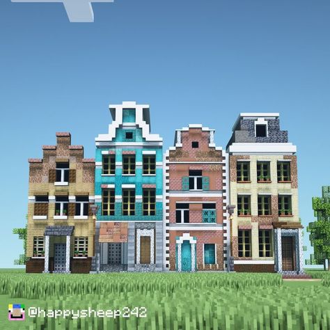 Built this classical townhouse street in Minecraft! :) Minecraft Street Building, Minecraft Townhouse Tutorial, Minecraft Town House Ideas, Minecraft Houses City, Minecraft Street House, Townhouses Minecraft, Minecraft Town Buildings, Minecraft Victorian City, Minecraft Townhouse Ideas