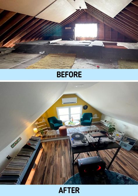 Attic Before And After, Attic Master Suite, Small Attic Renovation, Attic Makeover, Attic Bedroom Designs, Garage Loft, Small Cottage Homes, Small Attic, Attic Conversion