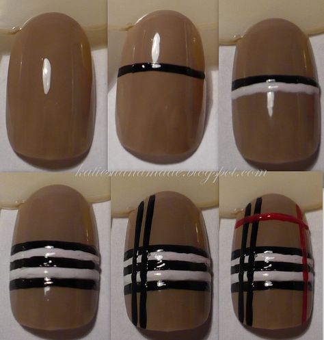 Burberry Nails, Nailart Tutorial, Nail Decor, Plaid Nails, Heart Nail, Awesome Nails, Nail Candy, Get Nails, I Love Nails