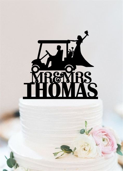 Golf Cart Cake, Golf Grooms Cake, Golf Wedding Cake, Soccer Wedding, Golf Wedding Theme, Hockey Wedding, Engagement Party Cake, Mr And Mrs Cake Topper, Mr And Mrs Cake