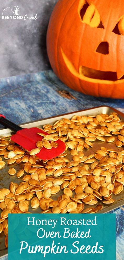 Oven Baked Pumpkin Seeds, How To Toast Raw Pumpkin Seeds, How To Bake Pumpkin Seeds In Oven, Honey Cinnamon Pumpkin Seeds, Honey Roasted Pumpkin Seeds, Roasting Pumpkin Seeds Oven Easy, Easy Pumpkin Seeds Recipe, Bake Pumpkin Seeds Oven, How To Bake Pumpkin Seeds