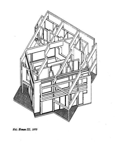 Eisenman treats the home as an autonomous, detachable, abstract sequence, so he makes an unconventional routine for the windows, doors and other components of the home Deconstructivism Architecture, Peter Eisenman Architecture, Parti Diagram, Bernard Tschumi, Peter Eisenman, Architectural Diagrams, Miller House, Deconstructivism, Spatial Concepts