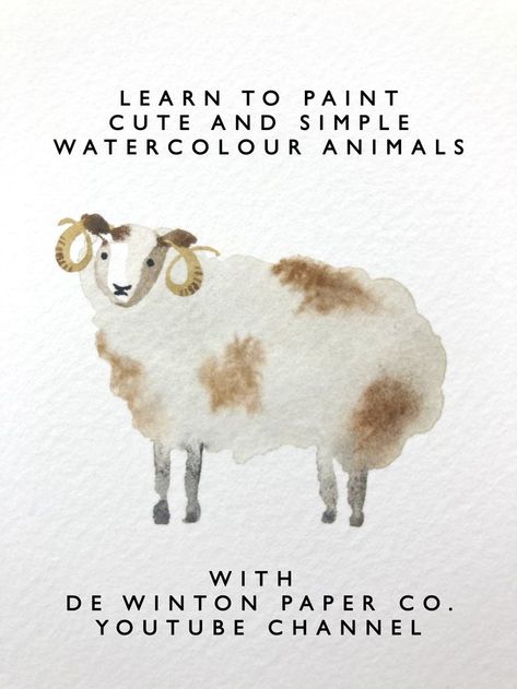 Cute and fluffy sheep illustration | Watercolor art lessons, Watercolor painting techniques, Watercolor paintings tutorials Watercolour Cute Illustration, Simple Things To Watercolor, Watercolor Sheep Easy, Simple Animal Watercolor, Watercolour Animals Simple, Watercolor Animals Easy How To Paint, Learn To Watercolor, How To Watercolor Animals, How To Watercolor On Canvas