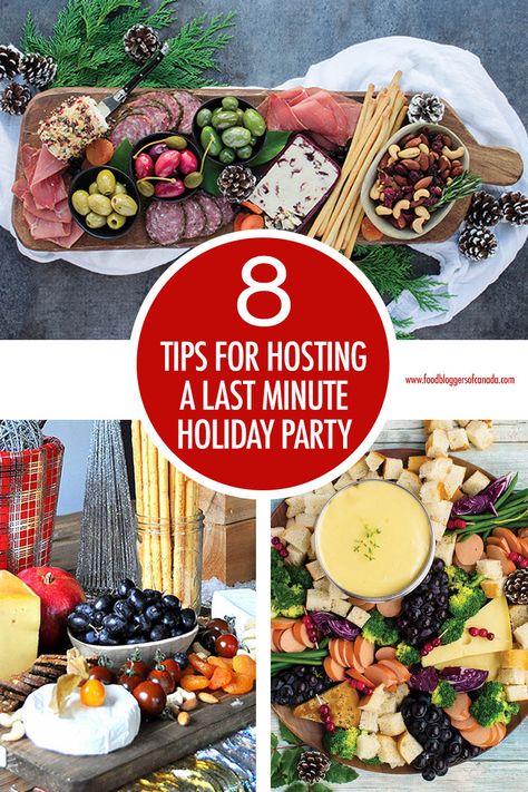 Tips For Hosting a Last Minute Holiday Party | Food Bloggers of Canada   How do you feed guests at those last minute, impromptu holiday get-togethers?? It's easier and less stressful than you think and it doesn't have to crush your holiday budget! Our best tips for last minute holiday entertaining. #christmasentertaining #holidayentertaining #foodonboards #foodbloggersofcanada Post Holiday Party Ideas, Last Minute Hosting Food, Holiday Party Food, Christmas Party Snacks, Holiday Party Appetizers, Holiday Lunch, Holiday Dinner Party, Holiday Party Foods, Christmas Tabletop