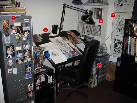 Art Setup, Artist Workspace, Top Cow, Art Studio Room, Desk Inspo, Artistic Space, Studio Organization, Art Corner, Studio Room