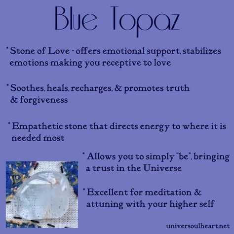 Hippy Witch, Blue Topaz Meaning, Topaz Meaning, Healing Crystals Decor, Crystal Tips, Gemstones Chart, Crystal Seashells, Healing Crystals Meanings, Spiritual Ascension