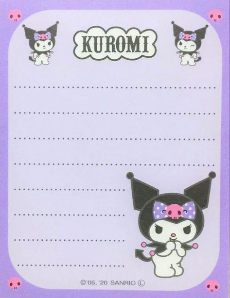 Kuromi Note Template, Kuromi Memo Pad Printable, Kuromi Scrapbook, Kuromi Notes, Kuromi Invitation, Kuromi Template, Kuromi Memo Pad, Kuromi Letter, Kuromi Note