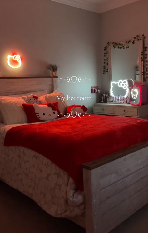 Hello Kitty Room, Kitty Room, Hello Kitty Room Decor, Hello Kitty Bedroom, Luxury Room Bedroom, Chill Room, Classy Bedroom, Dream Apartment Decor, Room Redesign