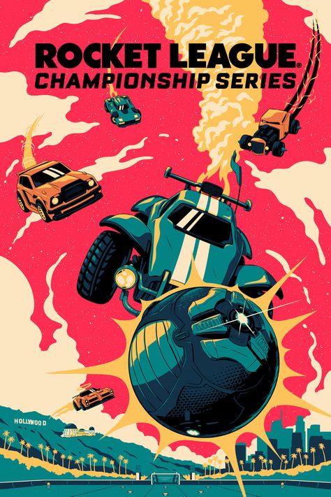 Rocket League Championship Series Poster on Behance Rocket League Painting, Gaming Poster Design, Rocket League Art, Rocket League Wallpaper, Video Game Wallpapers, League Wallpaper, Clash Royale Wallpaper, Retro Games Wallpaper, Retro Games Poster