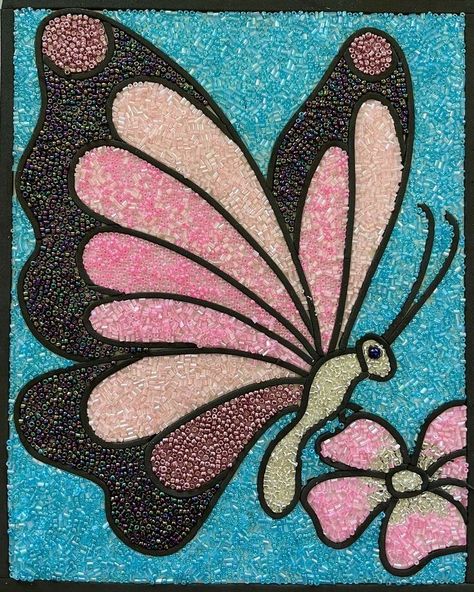 Bead Mosaic Art, Stylized Butterfly, Butterfly And Moth, Bead Mosaic, Easy Mosaic, Mdf Design, Moth Species, Group Crafts, Mosaic Kits