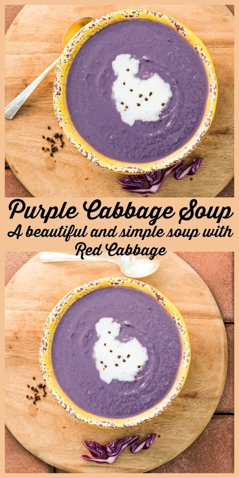 Purple Cabbage Soup, Purple Cabbage Recipes, Red Cabbage Soup, Chives Recipe, Cheap Clean Eating, Turkey Broth, Turkey Soup, Purple Cabbage, Cabbage Soup