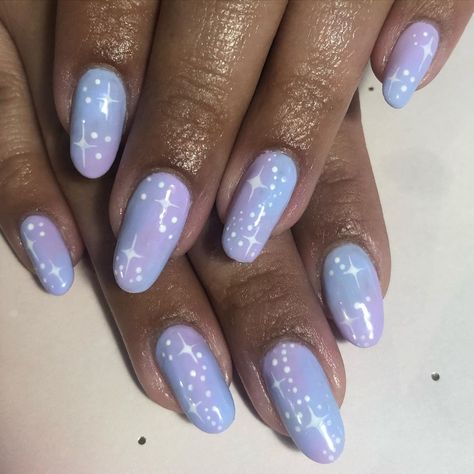 Queen Of Kawaii Nails on Instagram: “Pastel galaxy on natural nails ✨” Pastel Nail Ideas Acrylic, Pastel Press On Nails, Pastel Sky Nails, Pastel Galaxy Nails, Pastel Pink And Blue Nails, Simple Pastel Nails, Pastel Goth Nails, Celestial Nail Art, Celestial Nails