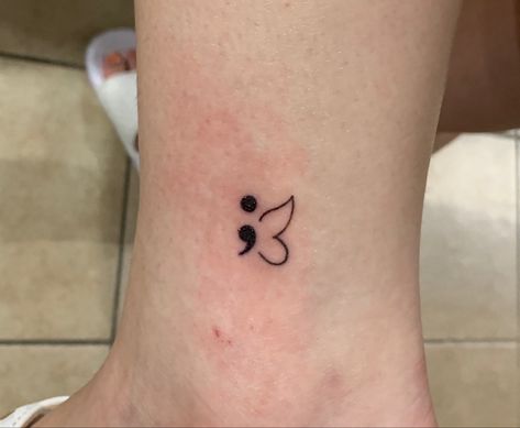 Semi Collin Butterfly Tattoo, Study Tattoo, Self Awareness Tattoo, Awareness Tattoos, Small Meaning Full Tattoos, Small Easy Butterfly Tattoo, Tattoo Ankle Ideas, Small Semicolon Tattoo Wrist, Small Wrist Tattoo Ideas