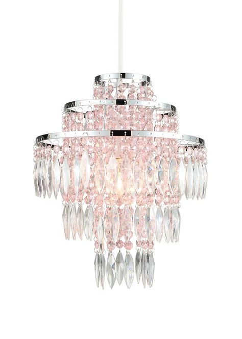 Glamorous Chandelier, Light Pink Shades, Ceiling Light Bedroom, Children's Bedrooms, Pink Jewels, Electric Bulb, Princess Room, Pink Shades, Statement Lighting