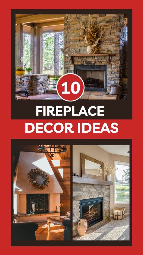 fireplace decor ideas Rustic Fireplace Insert Ideas, Redoing A Fireplace Ideas, Plants For Fireplace, How To Style Fireplace Hearth, Log Cabin Fireplace Mantle Decor, Unique Fireplace Mantle Ideas, Gas Fireplaces Ideas Living Rooms, Brick Fireplace Decor Ideas Living Rooms, Fireplace Accessories Ideas