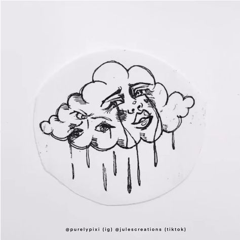 Clouds With Faces Drawing, Arte Hippy, Cloud Tattoo, White Drawing, Free Tattoo, Aesthetic Tattoo, Tattoo Flash Art, Dream Tattoos, Mini Drawings