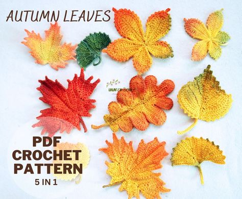 Autumn Leaves Crochet, Leaves Crochet Pattern, Leaves Crochet, Crochet Autumn, Crochet Leaf Patterns, Crochet Unique, Horse Chestnut, Steel Crochet Hooks, Thanksgiving Decorations Diy