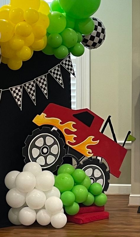 Monster Truck Photo Shoot, Monster Jam Birthday Party, Monster Jam Birthday, Monster Truck Theme, Hot Wheels Birthday, Diy Photo Backdrop, Monster Truck Party, Monster Trucks Birthday Party, Truck Theme