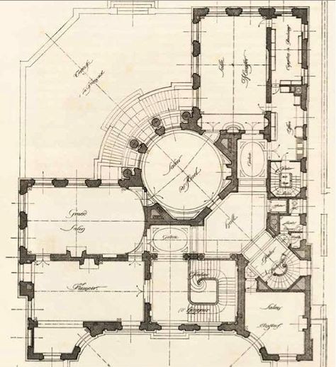 Musee Nissim De Camondo .  --  1st fl. Mansion Floor Plans, Mansion Plans, Hotel Floor Plan, Gazebo Plans, Hotel Floor, Mansion Floor Plan, Plans Architecture, Classic Villa, Hotel Plan