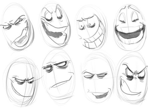 Mouth Sound Reference, Over Exaggerated Facial Expressions, Cartoon Face Tutorial, Sneering Expression Drawing, Face Expressions Reference Drawing, Sneeze Drawing Reference, Cartoon Expression Reference, Evil Laugh Pose, Character Doodles Simple