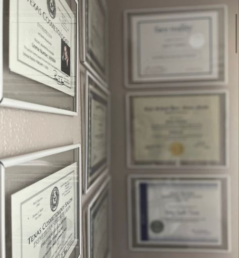 Esthetician Certificate Wall, Esthetician License Frame, Esthetician Diploma, State Board Esthetics, Esthetician License Aesthetic, Laser Aesthetician, Esthetician License Display, Laser Technician Aesthetic, Esthetics License