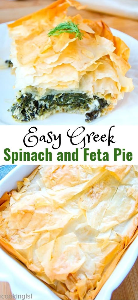 Spinach And Feta Pie, Spinach Feta Pie, Feta Pie, Spanakopita Recipe, Greek Spinach, Greek Spinach Pie, Spinach Pie, Spinach Feta, One Pot Meal