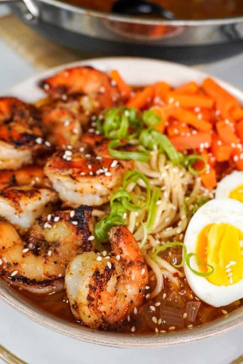 shrimp ramen Shrimp Ramen Noodle Recipes, Ramen With Shrimp, Shrimp Ramen Soup, Shrimp Ramen Recipes, Healthy Ramen Noodle Recipes, Healthy Noodle Recipes, Homemade Ramen Noodles, Shrimp Ramen, Food Asian