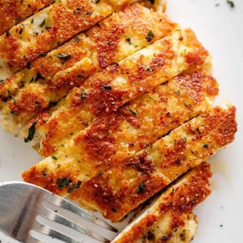 Parmesan Crusted Chicken - Cafe Delites Parmesan Crusted Chicken Breast, Easy Parmesan Crusted Chicken, Parmesan Crusted Chicken Recipe, Crusted Chicken Breast, Crusted Chicken Recipes, Cafe Delites, Chicken Breast Recipes Easy, Chicken Slices, Parmesan Crusted Chicken