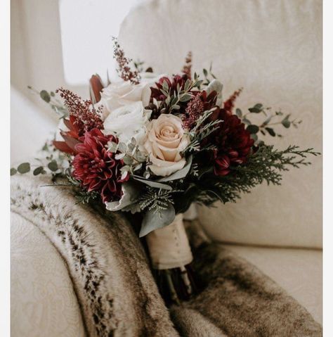 Winter Bride Flowers, Real Flowers Bouquet, Wedding Bouquets February, Winter Bouquet Wedding December, January Wedding Burgundy, Burgandy Wedding Boquet, Bride Bouquets Red, Christmas Bridal Bouquet, Christmas Wedding Bouquet