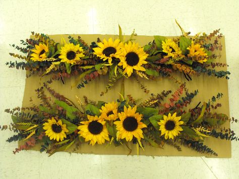 Sunflower Wedding Arch, Wedding Arch Swag, Sunflower Swag, Sunflower Floral Arrangements, Sunflower Wall Decor, Event Florals, Diy Arrangements, Swag Wreath, Candle Wreaths