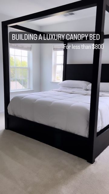 Black Bedding Room Ideas, Couples Room Ideas Bedrooms, Canopy Bedroom Ideas, Couple Room Ideas, Black Headboard Bedroom, Bed Frame Ideas, Black Canopy Bed, Tricorn Black, Girl Apartment Decor