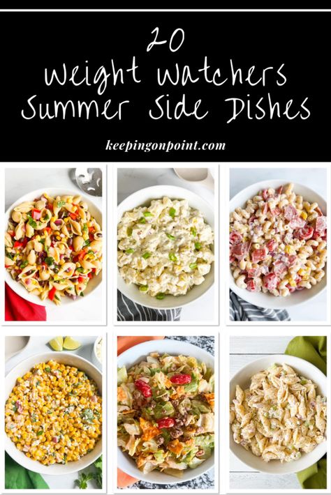 20 Weight Watchers Summer Side Dishes - Keeping On Point Weight Watchers Bbq Sides, Ww Side Dishes, Weight Watchers Salads, Weight Watchers Side Dishes, Weight Watchers Sides, Ww Salads, Weight Watchers Pasta, Low Points Weight Watchers, Burger Sides