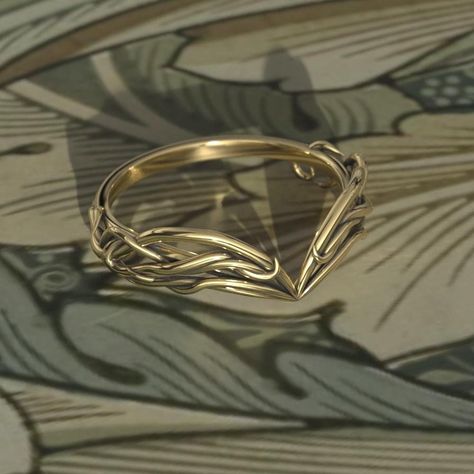 To see our entire Elven collection, click here: https://www.etsy.com/shop/MetalWendler?ref=seller-platform-mcnav&search_query=elvish This Woodlands Vine Fantasy themed engagement ring is made from recycled gold and is handmade with a comfort fit to your size. Perfect for the nature lover.  Ring Specs: ● Band is 6.8mm at widest point, then tapers thinner towards the bottom for an elegant curve.  ● Metals: 10-18k gold. This ring is available with different metals, message me about your idea.   I o Fantasy Inspired Rings, Acotar Inspired Rings, Sinple Rings, Elven Ring Men, Elven Jewelry Rings, Fantasy Wedding Bands, Fantasy Wedding Ring Set, Fantasy Wedding Band, Acotar Wedding Ring