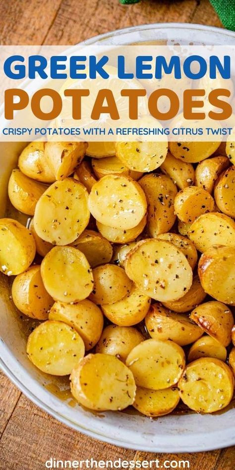 Greek Mini Potatoes, Greek Lemon Potatoes Authentic, Mini Potato Recipe, Golden Potato Recipes, Roasted Mini Potatoes, Dinner Potatoes, Greek Chicken And Potatoes, Potatoes Dinner, Delicious Potatoes