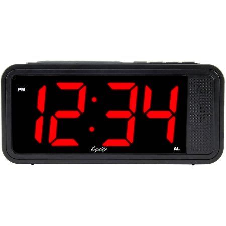 Black Alarm Clock, Led Alarm Clock, Radio Clock, Alarm Clocks, La Crosse, Tabletop Clocks, Battery Backup, Table Clock, Red Led