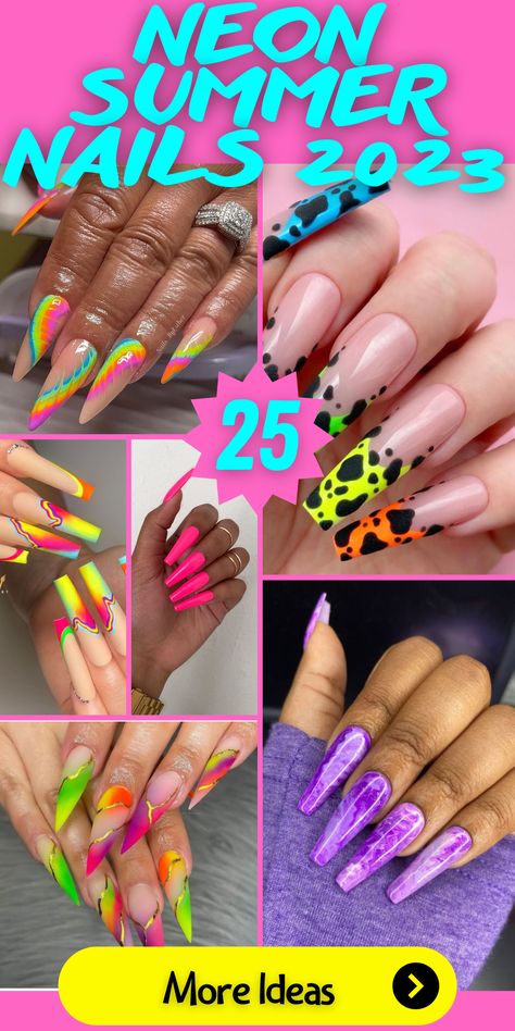 🎨Unleash your summer spirit with these trendy neon summer nails! Fun, bright, hot like the sun, these designs come in all shapes – short, almond, long, stiletto, coffin. Looking for a punch of color? Try pink, orange, green, blue, or yellow in a vibrant ombre! Fancy something more low-key? We've got simple, matte, or French-inspired ideas. And remember, neon isn't just for summer - it's a year-round style statement. Whether you prefer gel or acrylic, let your nails be your canvas! Summer Nails Neon, Vibrant Nail Colors, Beach Nail Art, Neon Acrylic Nails, Neon Summer, Fun Summer Nails, Bright Summer Nails, Vibrant Nails, Almond Nails Designs