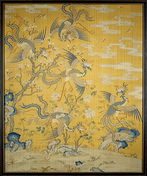 Late 17th early - 18th century Chinese panel with phoenixes in garden.  Silk with metallic thread tapestry (kesi) with painted details. The MET Chinese Tapestry, Experiential Art, Asian Textiles, Chinese Pattern, Chinese Embroidery, Art Chinois, Chinese Art Girl, Eastern Art, Qing Dynasty