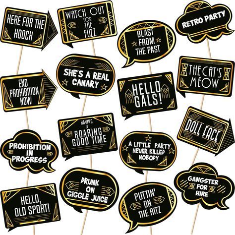 PRICES MAY VARY. 20'S party photo props: the photo props have 6 shapes and bright colors; They are beautifully designed with bright colors, golden lines and novel fonts, which take back to the 1920s and highlight your retro party; The photo props are large, enough for adults and children, suitable for role playing and various occasions 1920s Party decorativa: these beautifully designed photo booth props are suitable for any occasions, such as Halloween parties, Christmas parties, 1920s retro par 1920s Party Decorations, Roaring 20s Party Decorations, Roaring 20s Birthday Party, 20s Party Decorations, Roaring 20s Birthday, Jazz Party, Great Gatsby Themed Party, 1920s Photos, 20s Party