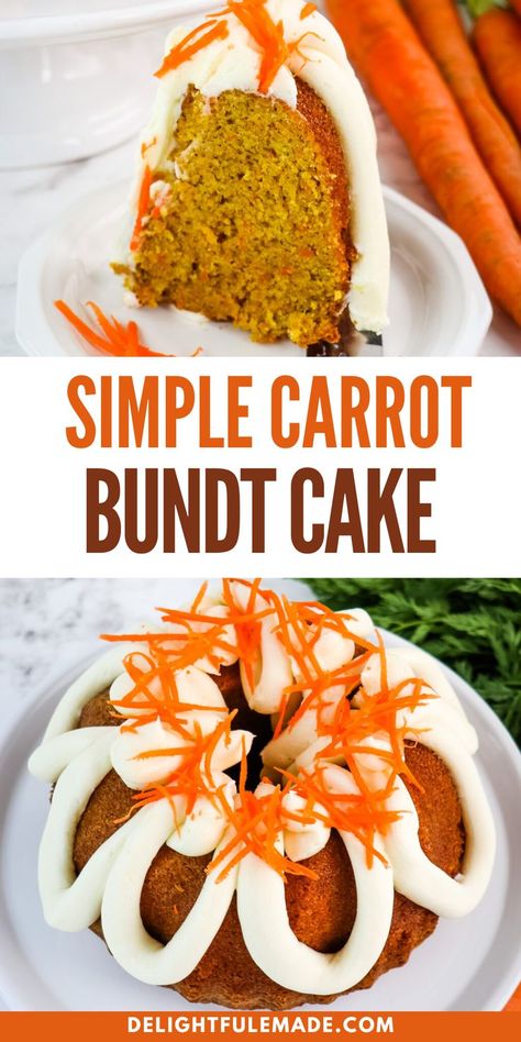 Carrot Bundt Cake Recipe, Simple Carrot Cake Recipe, Carrot Cake Bundt, Simple Carrot Cake, Easter Bundt Cake, Carrot Bundt Cake, Holiday Cake Recipes, Bundt Pan Recipes, Easy Bundt Cake Recipes