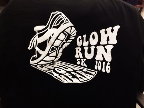 2016 Glow Run Race Shirts, w/ Glow in the Dark iNK https://www.facebook.com/events/1500499313585167/ 5k Race Shirts, Race Shirts, Screen Printing Projects, Glow Run, Fun Fundraisers, 5k Race, Running Race, Tshirt Printing Design, Dark Ink