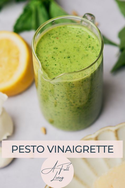 Basil Pesto Vinaigrette Recipe, Sage Salad Dressing, Basil Pesto Salad Dressing, Basil Pesto Dressing, Sweetgreen Pesto Vinaigrette, Pesto Balsamic Dressing, Basil Vinegrette Salad Dressing, Creamy Pesto Vinaigrette Dressing, Pesto Caesar Dressing