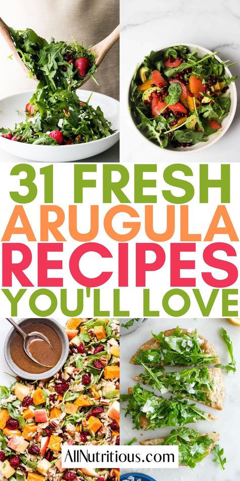 If you are wanting to create more recipes with arugula you need to try these incredibly easy arugula recipes. These fresh and flavorful arugula dishes are perfect to make when you have leftover arugula in your fridge. Things To Make With Arugula, Things To Do With Arugula, What Can I Make With Arugula, Arugula Lunch Recipes, How To Use Arugula, Arugula Dishes, Arugala Recipes Salad, Argula Recipes Salad, Recipes With Arugula