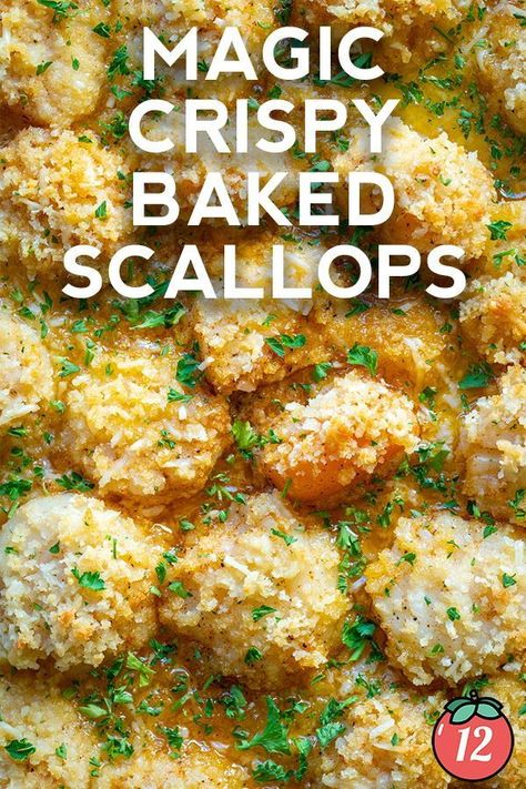 Baked Scallops Bread Crumbs, Stuffed Scallops, Easy Scallop Recipes, Anniversary Food, Crispy Baked Shrimp, Summer Grill, 7 Fishes, Sea Foods, Baked Scallops