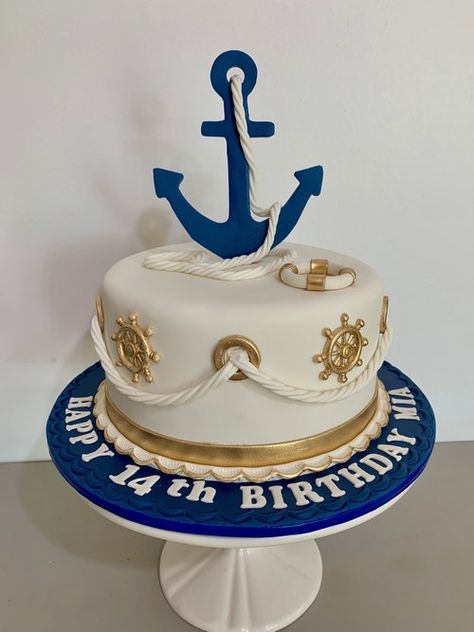 Nautical Themed Cake, Seafarer Cake, Captain Cake Ideas, Nautical Cakes Ideas, Sailor Cake Nautical Theme, Navy Cakes Ideas Military, Seaman Cake Design, Navy Theme Cake, Navy Cake Ideas