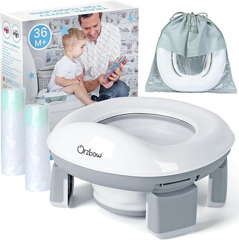 Amazon.com : Orzbow Portable Potty Training Toilet for Boys and Girls with Storage Bag - Foldable Travel Potty Chair, Toddler Potty Seat for Indoor and Outdoor, Easy to Clean, Includes Free 40pcs Travel Bags(Gray) : Baby Baby Toilet Training, Potty Training Toilet Seat, Toilet Outdoor, Travel Potty, Potty Training Toilet, Baby Toilet, Portable Potty, Potty Training Seats, Toddler Potty