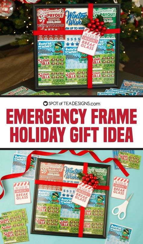 Emergency Frame Gift with NJ Lottery Holiday Games - Spot of Tea Designs Lotto Tickets Gift Ideas, How To Gift Lottery Tickets, Christmas Lotto Ticket Ideas, Lotto Christmas Gifts, Holiday Lottery Ticket Gift Ideas, Lottery Ticket Display Ideas, Lotto Ticket Christmas Gift Ideas, Lottery Ticket Gift Ideas Christmas, Lottery Ticket Ideas