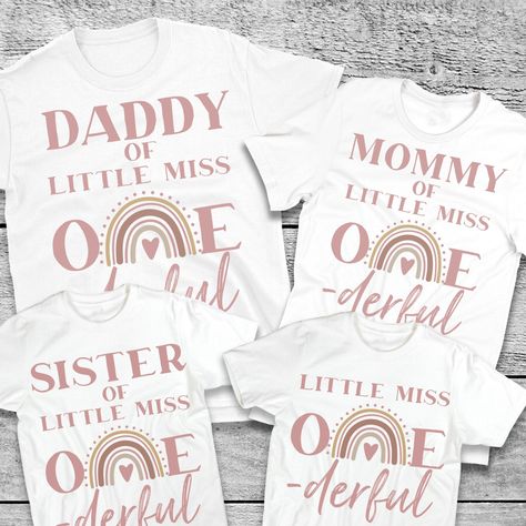 Mama and Mini Matching Shirtsmodern Rainbow First Birthday - Etsy First Birthday Onederful, Miss Onederful Birthday Girl, Rainbow First Birthday Party Girl, First Birthday Rainbow Theme, Little Miss Onederful Birthday Party, Boho First Birthday Girl, First Birthday Family Shirts, Boho Rainbow First Birthday, Boho 1st Birthday