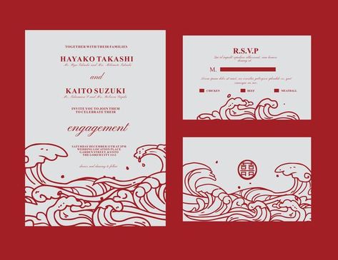 Japanese style invitation vector Japanese Invitation, Japanese Wedding Theme, Friendly Letter Template, Letter E Craft, Elephant Template, Japanese Party, Free Printable Letters, Japanese Wedding, Friendly Letter