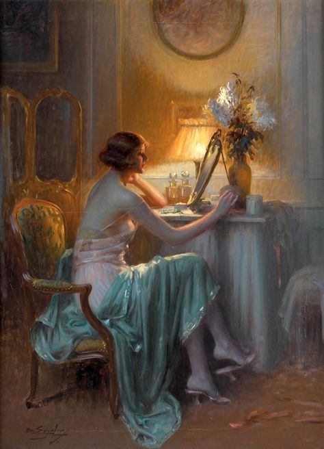 https://flic.kr/p/rF7bbf | enjolras, delphin - Jonge dame maakt zich op | Delphin Enjolras  1857-1945  Frankrijk Delphin Enjolras, Masterpieces Painting, Painted Portraits, Historical Painting, Classic Paintings, Victorian Art, Arte Fantasy, Art Themes, Painting Illustration